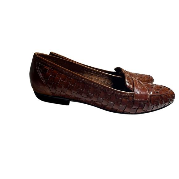 Vintage G.H. Bass Tailored Luxury Line 7 Brown Woven Leather Loafers Hand Sewn - Picture 4 of 14